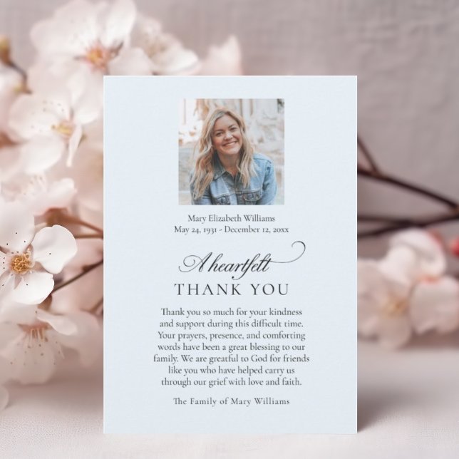 Elegant Photo Blue Christian Funeral Thank You (Creator Uploaded)