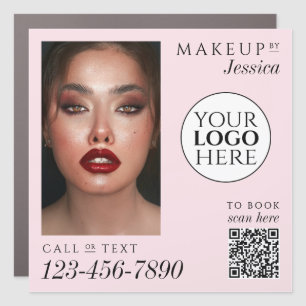 Elegant Photo Blush Pink Logo QR Code Makeup Car Magnet