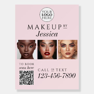 Elegant Photo Blush Pink QR Code Logo Makeup Foam Board