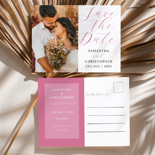 Elegant Photo Blush Pink Save the Date Wedding  Announcement Postcard