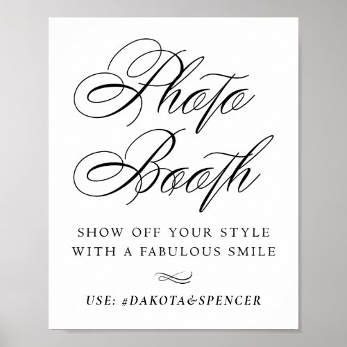 Elegant Photo Booth Smile Black Calligraphy  Chic Poster