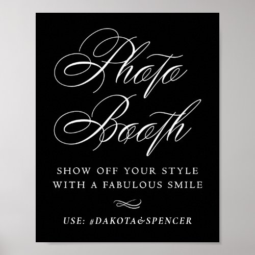 Elegant Photo Booth Smile White Calligraphy  Chic Poster