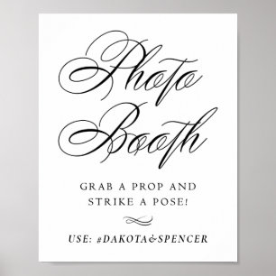 Elegant Photo Booth Strike a Pose Black Script Poster