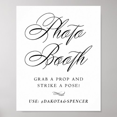 Elegant Photo Booth Strike a Pose  Black Script Poster