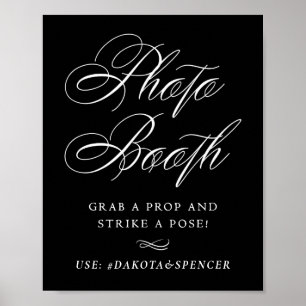 Elegant Photo Booth Strike a Pose White Script Poster