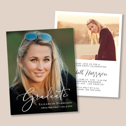 Elegant Photo Budget Graduation Party Invitation