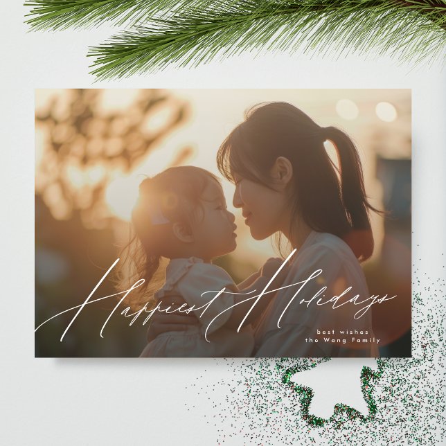 elegant photo calligraphy Happiest Holiday Card (Creator Uploaded)