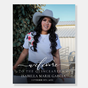 Elegant Photo Calligraphy Quinceañera Welcome Sign