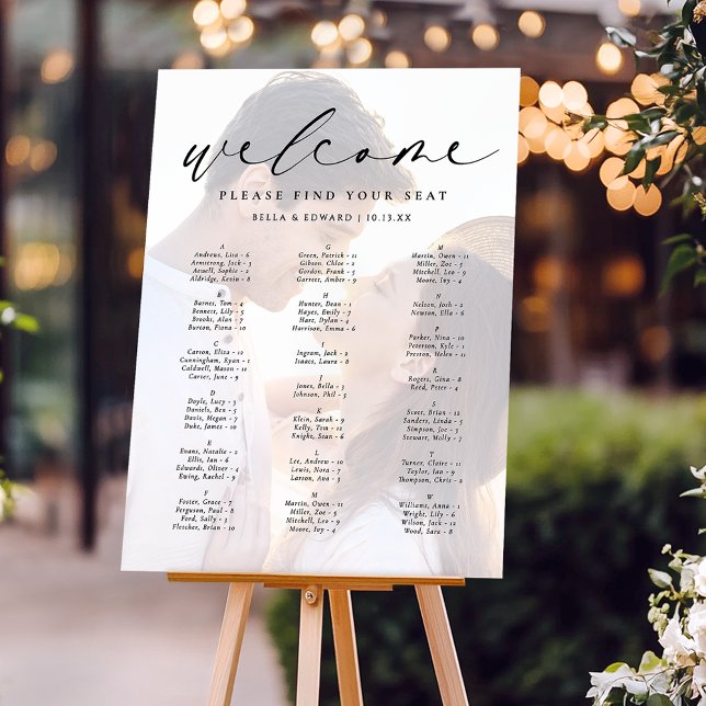 Elegant Photo Calligraphy Wedding Seating Chart  Foam Board (Creator Uploaded)