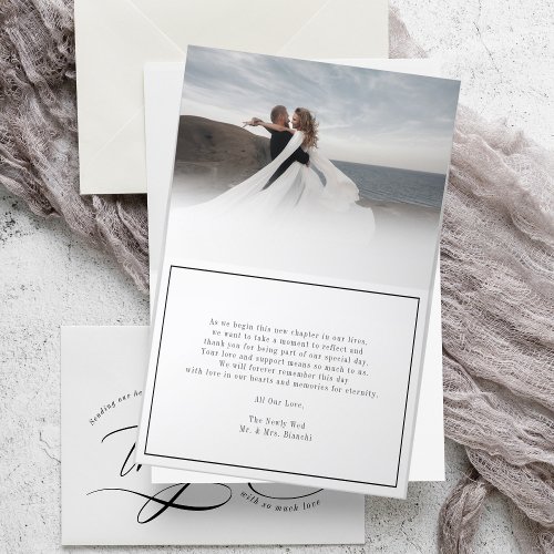 Elegant Photo Calligraphy Wedding Thank You Card