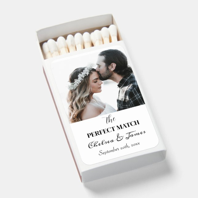 Elegant Photo Calligraphy Wedding the Perfect   Matchboxes (Front Open)