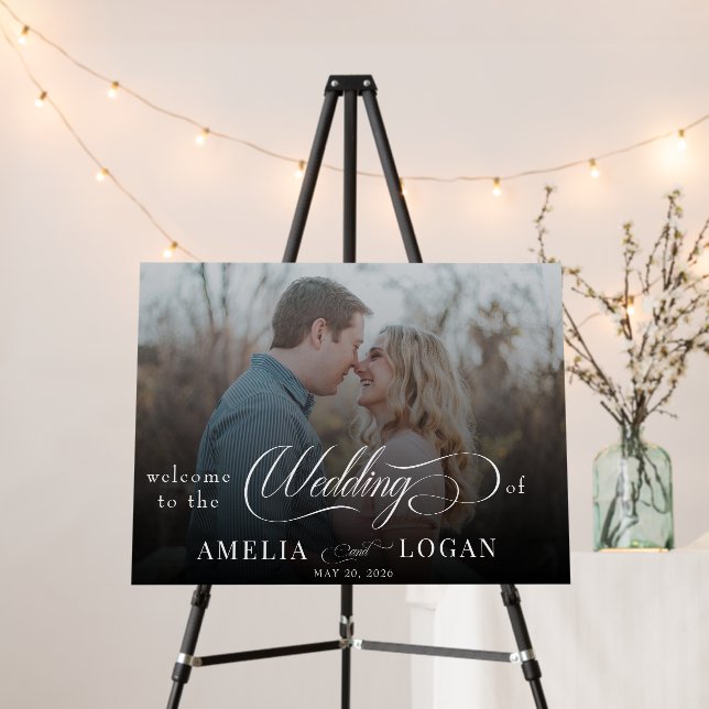 Elegant Photo Calligraphy | Wedding Welcome  Foam Board (In Situ (Stand))