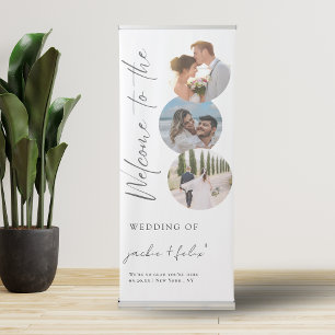 Elegant Photo Calligraphy Wedding Welcome Retractable Banner
