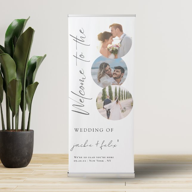Elegant Photo Calligraphy Wedding Welcome Retractable Banner (Creator Uploaded)