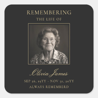 Elegant Photo Celebration of Life Funeral Square Sticker