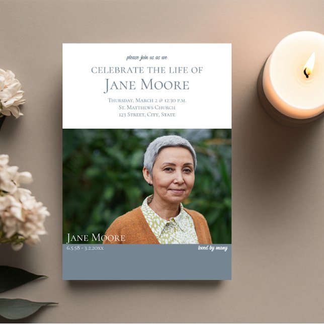 Elegant Photo Celebration of LIfe Invitation (Creator Uploaded)