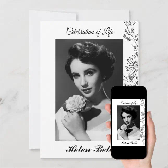 Elegant Photo Celebration Of Life Memorial Funeral Invitation Zazzle