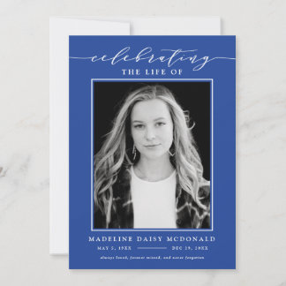 ELEGANT PHOTO CELEBRATION OF LIFE MEMORIAL FUNERAL INVITATION