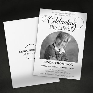 Elegant Photo Celebration of Life Memorial Funeral Invitation