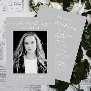 ELEGANT PHOTO CELEBRATION OF LIFE MEMORIAL FUNERAL INVITATION