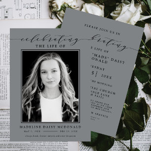 ELEGANT PHOTO CELEBRATION OF LIFE MEMORIAL FUNERAL INVITATION