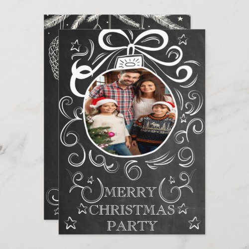 Elegant Photo Chalkboard Christmas Party Invitation