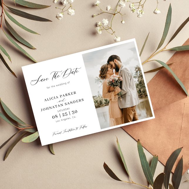 Elegant photo chic calligraphy wedding save the date (Creator Uploaded)