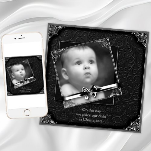 Black Baby Boy Photo Christening Personalized Announcement