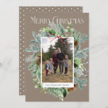 Elegant Photo Christmas Greenery Greeting Card<br><div class="desc">Celebrate the season with this beautiful watercolor greenery greeting card.
Photo courtesy of https://maeganbartell.wixsite.com/graciemaephotography</div>