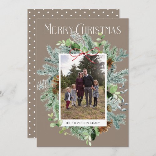 Elegant Photo Christmas Greenery Greeting Card