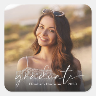 Elegant Photo Class of 2026 Graduation Square Sticker