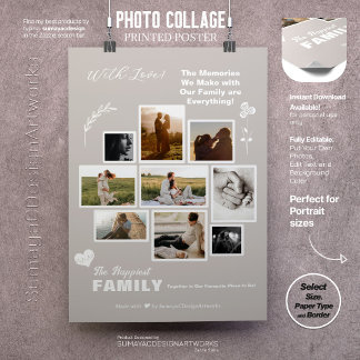 Elegant Photo Collage A3 for Family Friends Poster