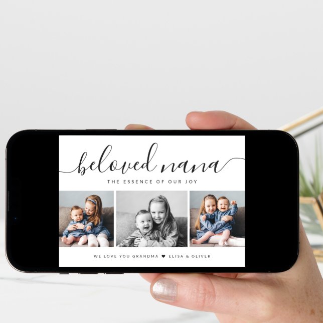 Elegant Photo Collage Beloved Nana Mothers Day Card (Front Digital)
