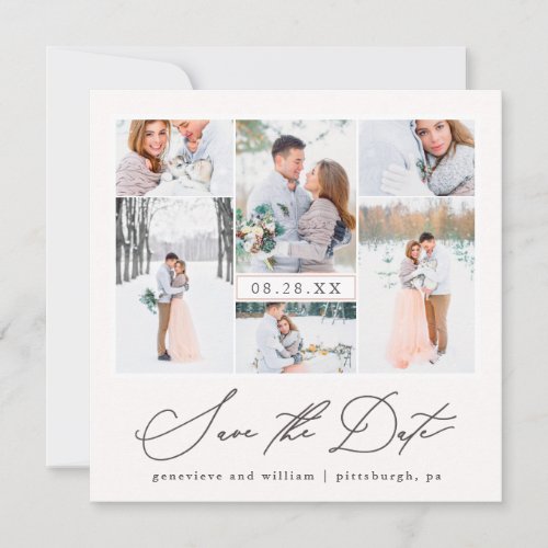 Elegant Photo Collage Calligraphy Save the Date