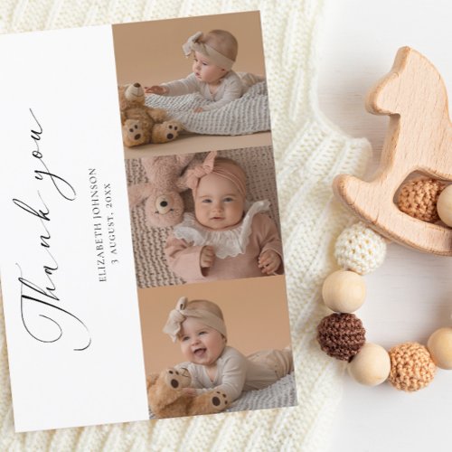 Elegant Photo Collage Chic Thank You Baby Shower 