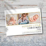 Elegant Photo Collage Christmas Birth Announcement<br><div class="desc">Spread the joy of a Christmas birth with this elegant modern holiday birth announcement card. Personalise the front with your special 3 photos,  baby's name and birth stats,  and holiday message. The reverse features pretty falling snowflakes frost background. Designed by Thisisnotme©</div>