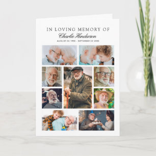 Elegant Photo Collage Folded Funeral Program