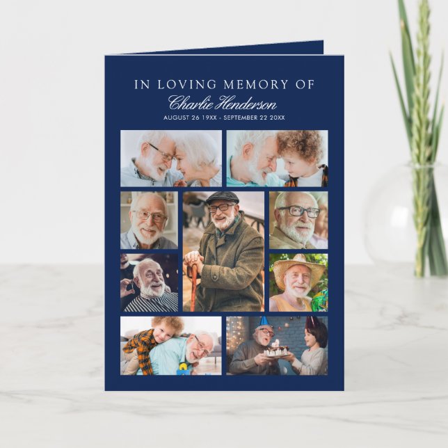 Elegant Photo Collage Folded Funeral Program (Front)