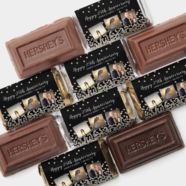 Elegant Photo Collage Gold Silver 25th Anniversary Hershey's Miniatures (Assorted)