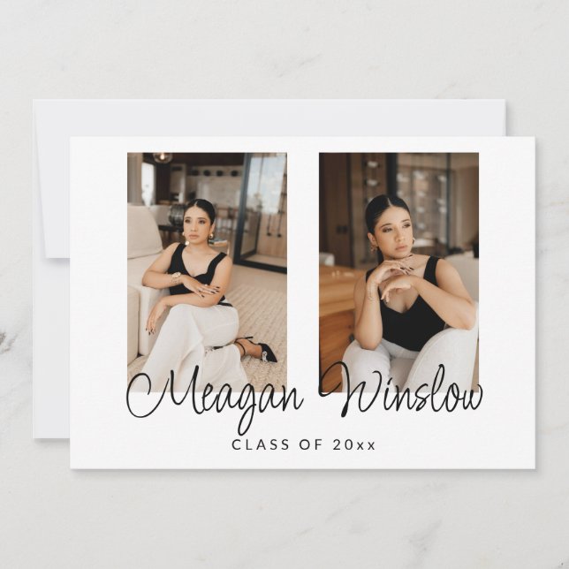 Elegant Photo Collage Graduation Announcement (Front)