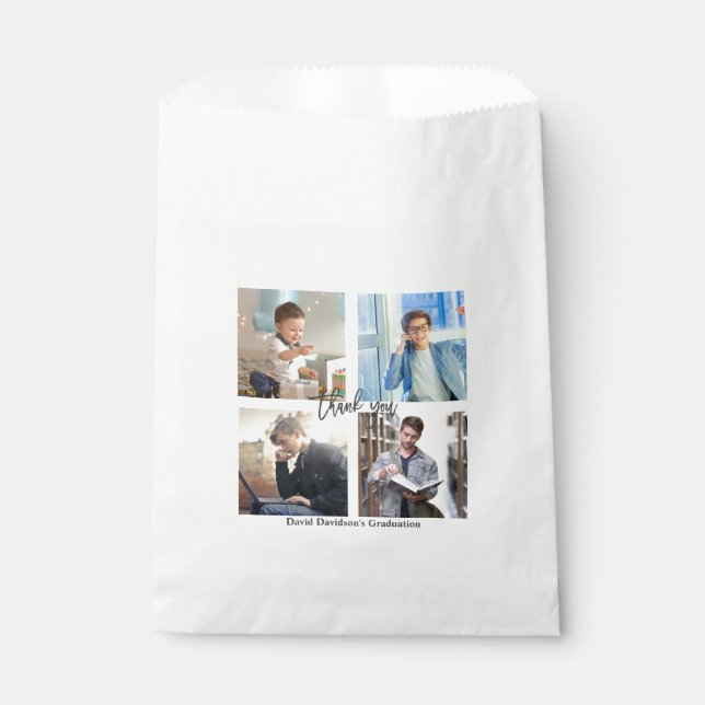 Elegant Photo Collage Graduation Party Favor Bag (Front)