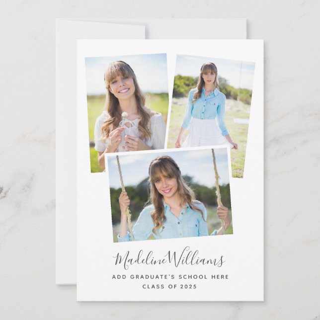 Elegant Photo Collage Graduation Party Invitation (Front)