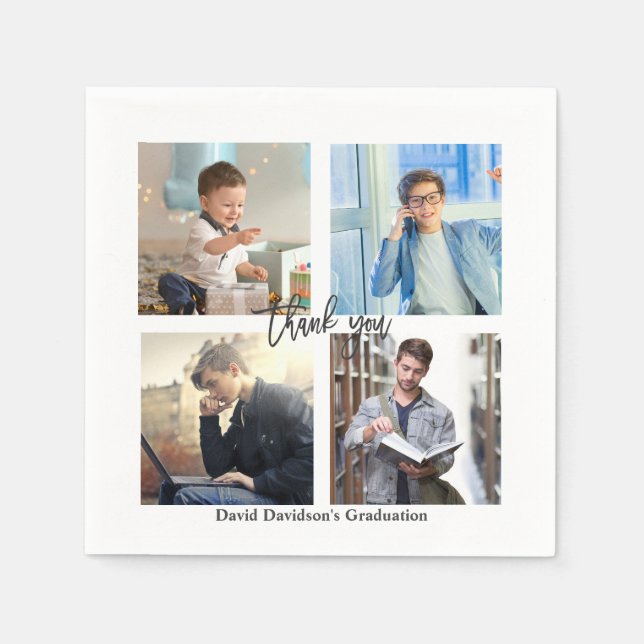 Elegant Photo Collage Graduation Party Napkins (Front)