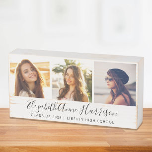 Elegant Photo Collage Graduation Wooden Box Sign