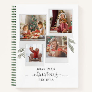 Elegant Photo Collage Grandma's Christmas Recipe Notebook