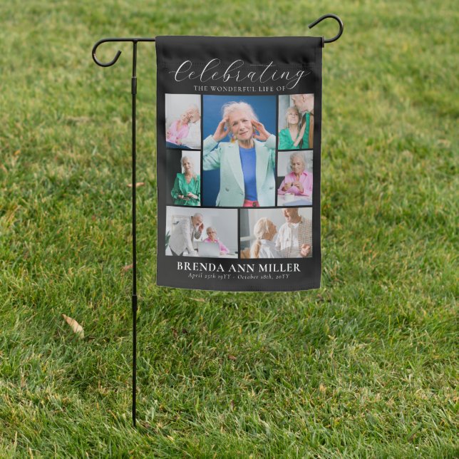 Elegant Photo Collage Memorial Funeral Tribute Gar Garden Flag (In SItu)