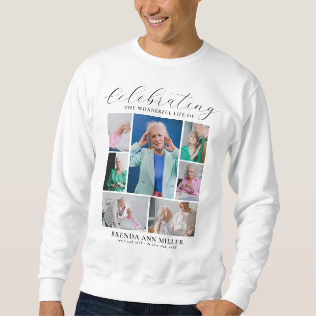 Elegant Photo Collage Memorial Funeral Tribute Sweatshirt (Front)