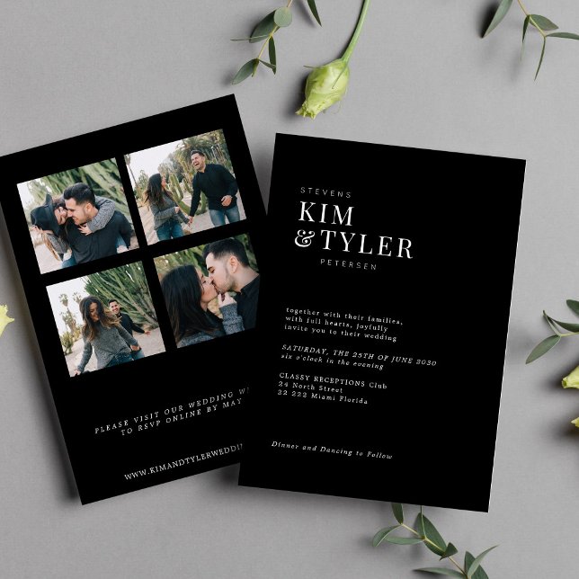 Elegant photo collage modern typography wedding invitation (Creator Uploaded)