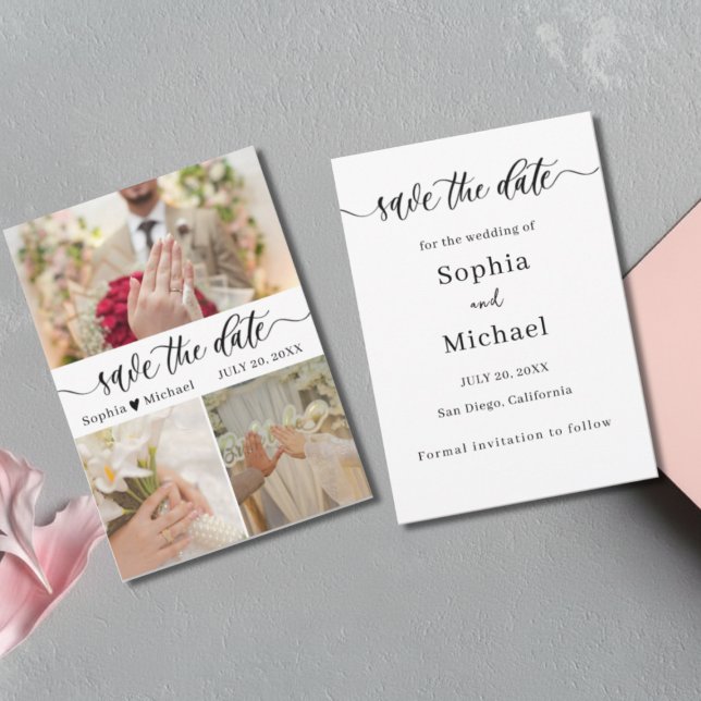 Elegant Photo Collage Save the Date Card (Creator Uploaded)