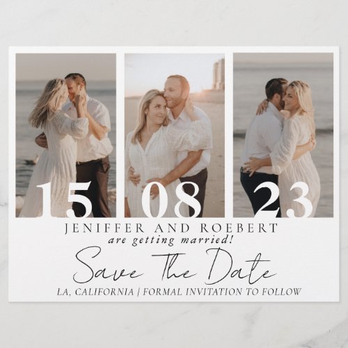 Elegant Photo Collage Save the Date Wedding Cards  Flyer